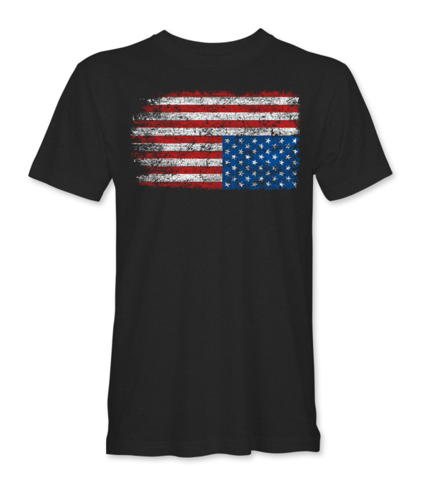 Upside Down Distress USA Flag T Shirt